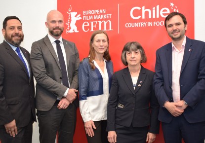 from left: Victor Abujatum (First Secretary), Matthijs Wouter Knol (Director EFM), Mariette Rissenbeek (Executive Director Berlin International Film Festival), Cecilia Mackenna (Ambassador of Chile to Germany), Diego Torres (Director ProChile Germany) © Birgit Heidfeld